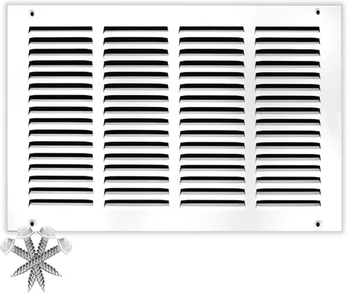 Miniatura 50 de HVAC Premium 30' x 10' [Abertura de conducto] Rejilla de aire de retorno de acero estampado plano - Pared lateral y techo - Cubierta de conducto
