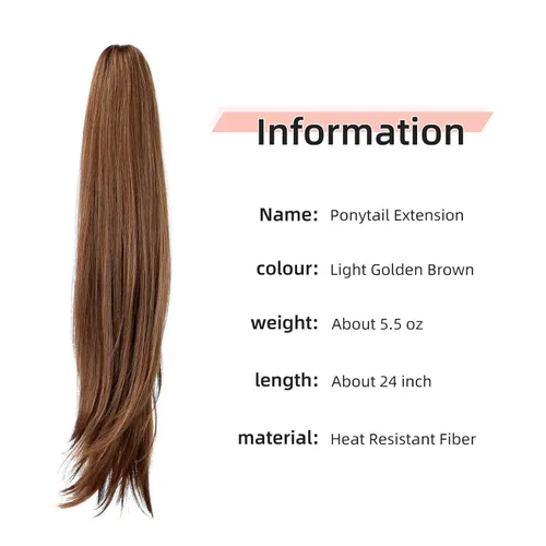 Miniatura 2 de Extensiones de cola de caballo, 60,96 cm de largo, cabello sintético ondulado, color marrón