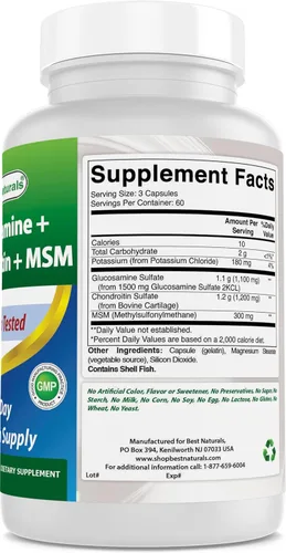 Miniatura 6 de Best Naturals Glucosamina condroitina y MSM (no OGM) - Promueve la salud de las articulaciones - 180