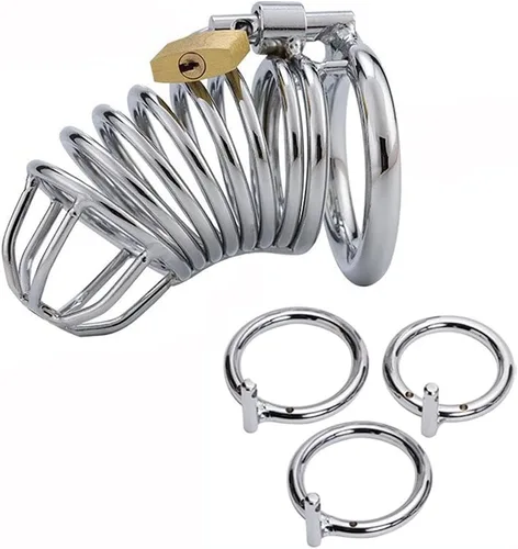 Generic Candado de metal para pene - Dispositivo de castidad de acero inoxidable para hombres, se adapta a la mayoría de los tamaños, juguete sexual