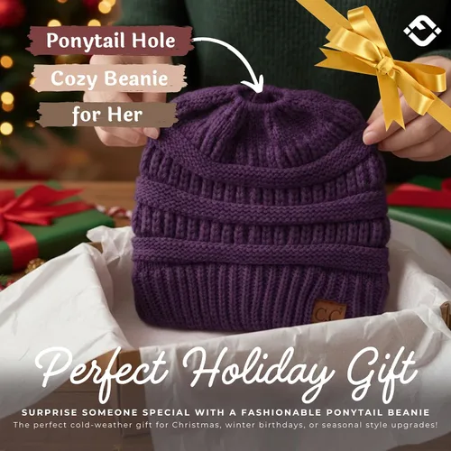 Miniatura 185 de Funky Junque - Gorro para mujer con ranura para cola de caballo
