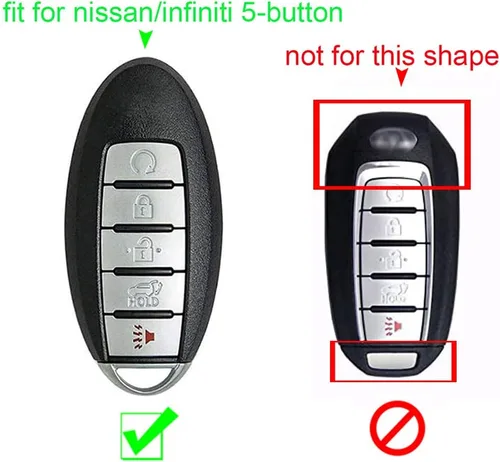Miniatura 2 de ontto Funda de cuero para llavero de protección completa para Nissan Fit para Infiniti Smart Remote de 5 botones, azul