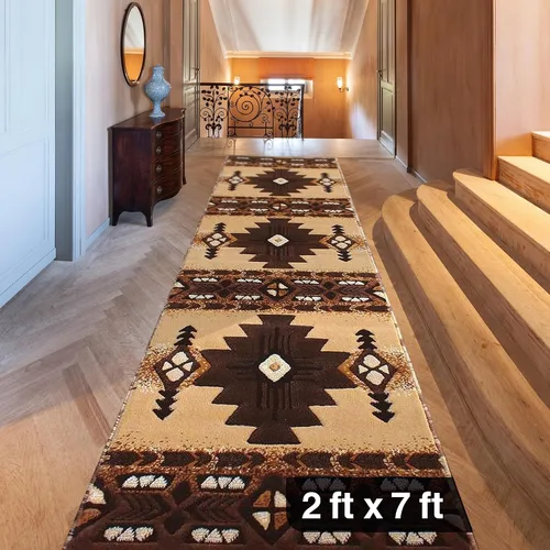 Miniatura 39 de YHSF South West - alfombra estilo nativo americano del suroeste C318 - fácil de limpiar, gruesa, suave, duradera, alfombra inspirada en tribus