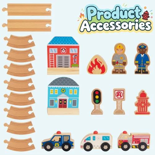 Miniatura 4 de Set de trenes de madera para niños pequeños, vías de madera se adapta a Thomas, se adapta a Brio, se adapta a Chuggington, se adapta a Melissa