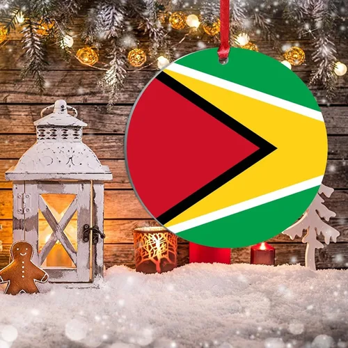Miniatura 5 de Adorno de Navidad de Guyana, bandera de Guyana, recuerdo navideño, adorno de Navidad de acrílico, bandera nacional, recuerdo de país, decoraciones