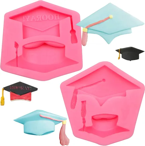 Miniatura 10 de Molde de silicona para fondant de diploma de graduación 2023, molde de chocolate, insignias de bolígrafo de graduación, molde para hornear dulces