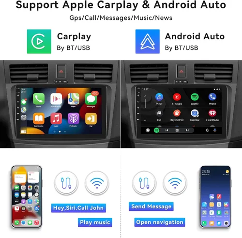 Miniatura 2 de Radio estéreo de coche para Mazda 3 2009 2010 2011 2012 2013, Android 15 2G+64G Carplay inalámbrico Android Auto, 9 pulgadas pantalla táctil coche