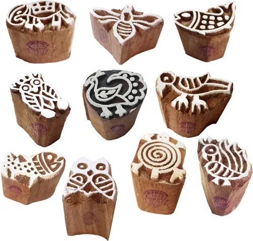 Miniatura 14 de Sellos de impresión de arcilla Arty Crafty pequeños bloques de madera con forma floral (juego de 10) Htag2101