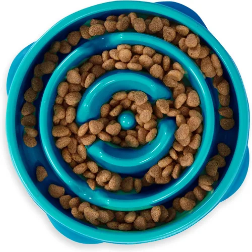Miniatura 9 de Outward Hound Comedero Pequeño Divertido de Alimentación Lenta, Rompecabezas para Comedores Rápidos, Cachorros, Gatos y Perros Pequeños, Comida Rosa