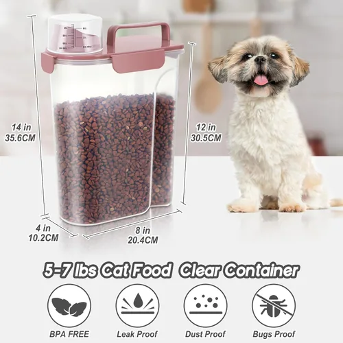 Miniatura 6 de LEAWALK Recipiente hermético de almacenamiento de alimentos para perros y gatos de 5 libras con boquilla grande mejorada, sin BPA, recipientes
