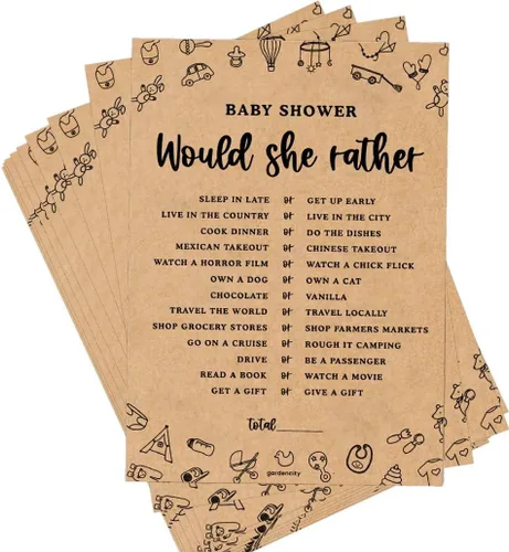 Miniatura 12 de GardenCity 50 tarjetas de juego de peleas familiares para baby shower, divertidos juegos de baby shower para niños o niñas, género neutro, papel