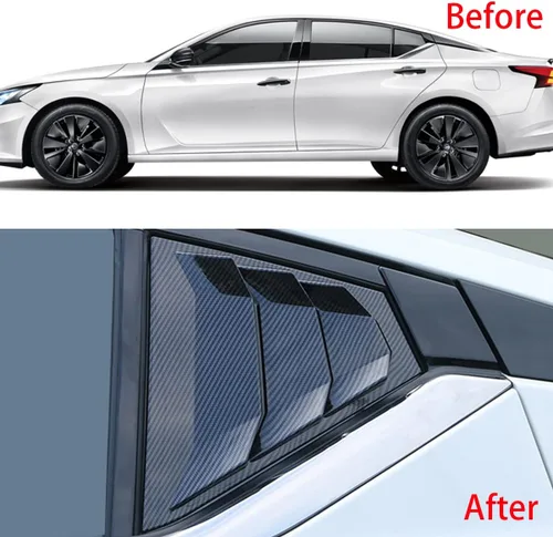 Miniatura 5 de MICROCK Persianas triangulares de vidrio para ventana lateral trasera, estilo carreras, para Nissan Altima 2019, 2020, 2021, 2022, 2023, 2024, fibra
