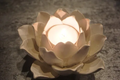 Miniatura 2 de Cerámica Lotus Petals Style Flower Candle Holder Tea Lights Holder Hogar & Decoración de mesa (blanco)