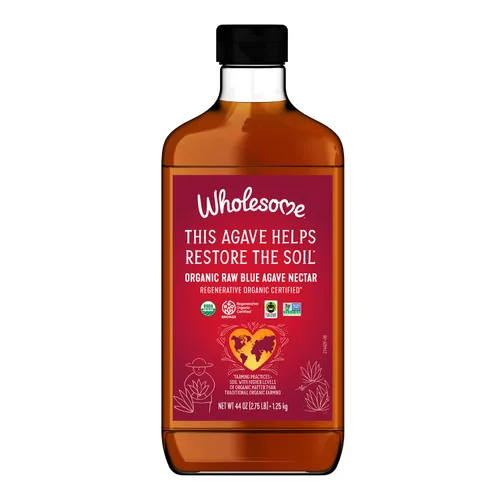 Wholesome Sweeteners Agave azul crudo orgánico, orgánico certificado por USDA, 44 onzas