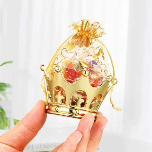 Miniatura 4 de Copa de corona dorada rellenable con bolsa para dulces, chocolate, pasteles, postres, decoración de almacenamiento para bodas, fiestas de cumpleaños