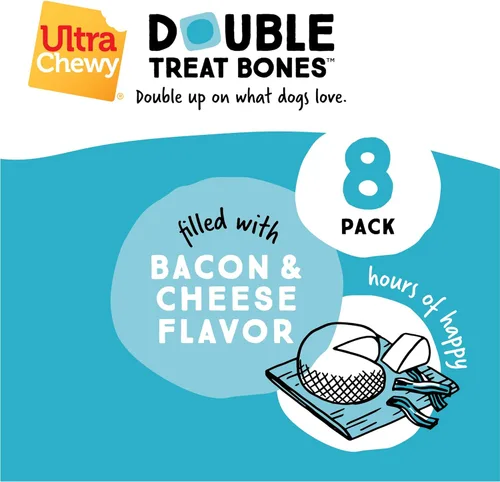 Miniatura 4 de Ultra Chewy Huesos de Doble Golosina de Tocino y Queso: golosinas duraderas para perros fabricadas en Estados Unidos para razas grandes y pequeñas