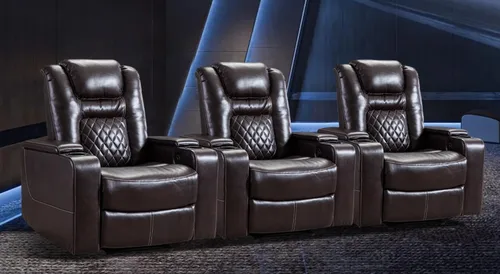 Miniatura 12 de CANMOV Silla reclinable eléctrica con puertos USB y portavasos, asiento de cine en casa de cuero transpirable con almacenamiento oculto en el brazo