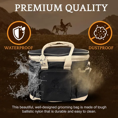 Miniatura 5 de Huntley Equestrian Bolsa de aseo de lujo perfectamente diseñada de fácil acceso con múltiples bolsillos con cierre superior de doble asa