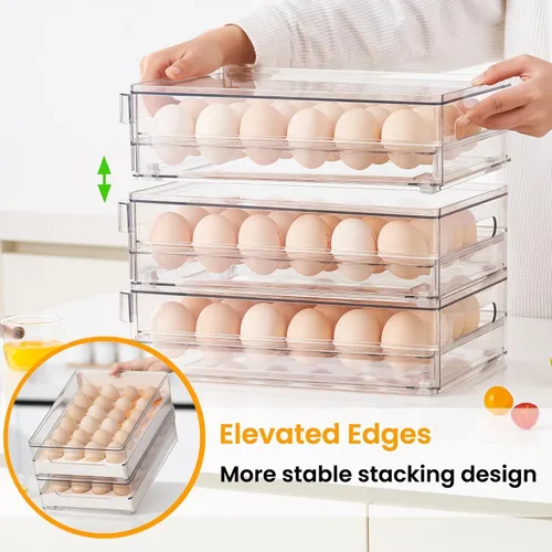 Miniatura 4 de vacane Soporte para huevos de 24 capacidades para refrigerador, cajón de huevos para refrigerador, contenedor de almacenamiento de huevos extraíble