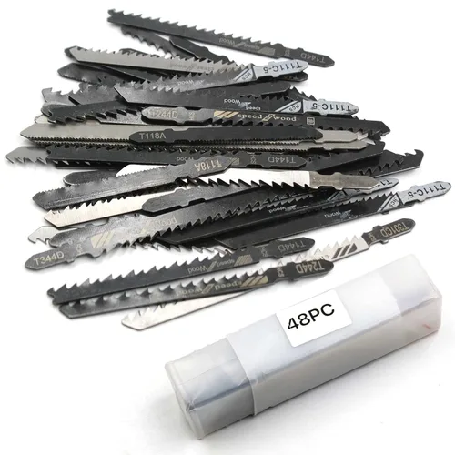 Miniatura 5 de 48 piezas de cuchillas para sierra de calar, juego de cuchillas de vástago en T para sierra de calar de contratista surtido, cuchillas de sierra
