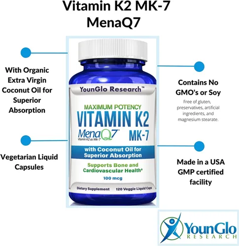 Miniatura 2 de Vitamina K2 MK7 (MenaQ7) 100 mcg con aceite de coco para una absorción superior, suplemento de salud dietética, 120 cápsulas líquidas veganas