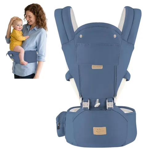 Miniatura 15 de FRUITEAM Portabebés de recién nacido a niño pequeño, taburete de cintura certificado de seguridad con asiento de cadera, portabebés ergonómico 6