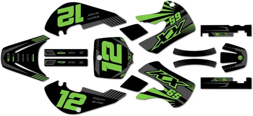 Kit de gráficos para Kawasaki KX65 (1999-2024) serie FASTHOUSE gris 9 mil - Easy Go - Calcomanías para motocicleta Dirt Pit Bike Motocicleta,