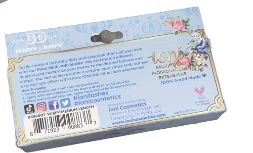 Miniatura 2 de IONI Extensiones de pestañas individuales de visón sintético, 3 hebras, longitud media