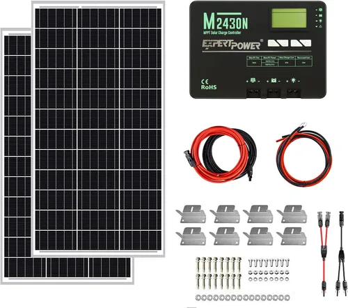 ExpertPower Kit de energía solar de 200 W y 12 V | Paneles solares mono-rígidos de 200 W, controlador de carga solar MPPT de 30 A | RV, remolque,