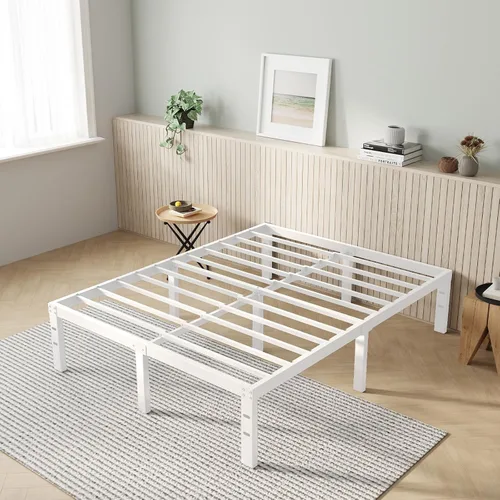 Miniatura 17 de Novilla Base de cama tamaño Queen, base de cama con plataforma de metal de 14 pulgadas tamaño Queen con espacio de almacenamiento debajo de la cama