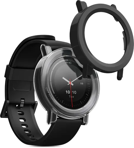 Miniatura 8 de kwmobile Funda compatible con CMF Watch 3 Pro Covers - Vidrio templado 2X con marco de plástico - Transparente/Negro