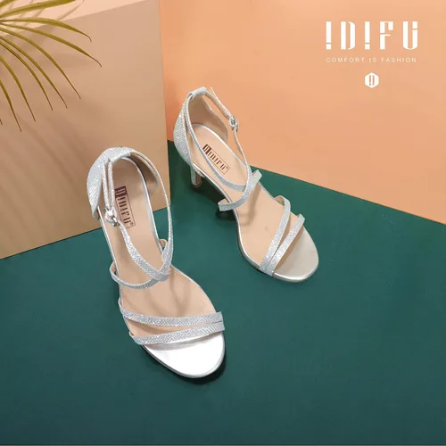 Miniatura 3 de IDIFU Tacones elegantes de 3 pulgadas (7.62 cm) con correa de tobillo para mujer, zapatos de boda