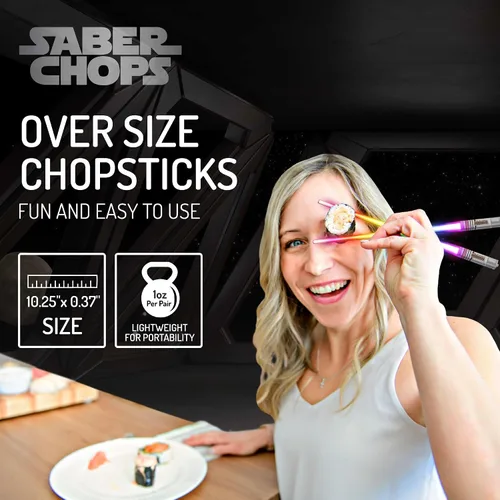 Miniatura 6 de Lightsable - Palillos de sable de sable de luz LED con luz brillante, palillos de sable de sushi, reutilizables, divertidos, Geeky Starwars, juego