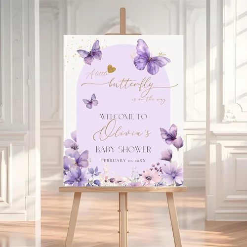 Miniatura 13 de Letrero de bienvenida editable de flores silvestres para baby shower, letrero de mariposa para baby shower, letrero con nombre personalizado