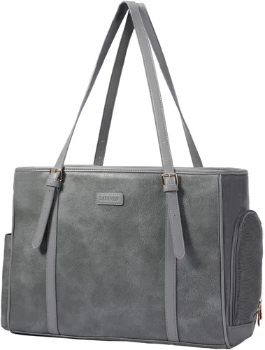 Miniatura 8 de Lasaviin - Bolso para Perros de Moda, Transportador de Mascotas de Cuero para Perros Pequeños, Gatos y Cachorros, Bolso de Mano Portátil Aprobado