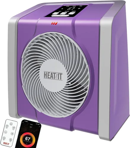 Miniatura 16 de HEATIT Calentador de espacio para interiores, pantalla digital con termostato, temporizador de 1-12 horas, modo de ventilador, 1500 W/750 W, Blanco