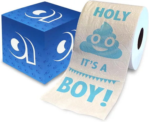 Printed TP Holy It's a Boy! Regalo de papel higiénico impreso para revelación de género, divertido rollo para niños, regalos de fiesta de baby