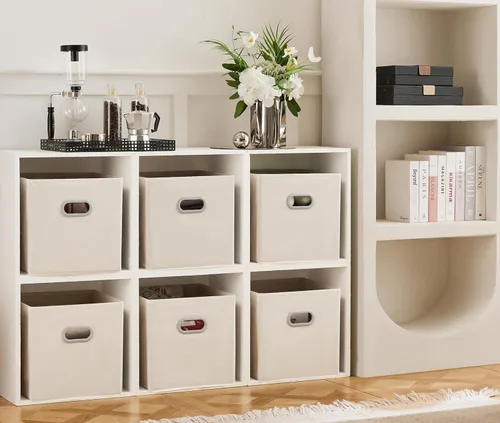 Miniatura 4 de MAX Houser Paquete de 6 contenedores plegables de tela con asas, ideales para organización de armario, dormitorio y guardería