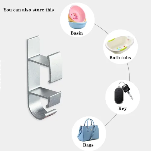 Miniatura 3 de Soporte de almacenamiento autoadhesivo, gancho de lavabo de aluminio espacial, resistente al agua, antioxidante, para cocina, baño, baño