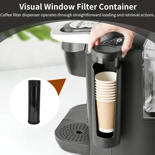 Miniatura 2 de Soporte de filtro de café, contenedor de filtro de ventana visual montado en la pared, contenedor de papel de café para verter sobre el soporte