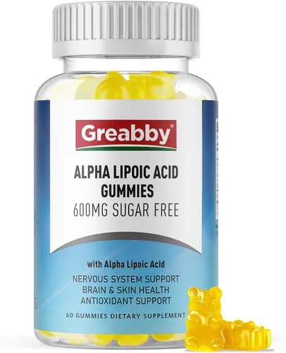 Gomitas de ácido alfa lipoico de 600 mg, suplemento de ácido lipoico R masticable sin azúcar para apoyo antioxidante y del sistema nervioso, salud