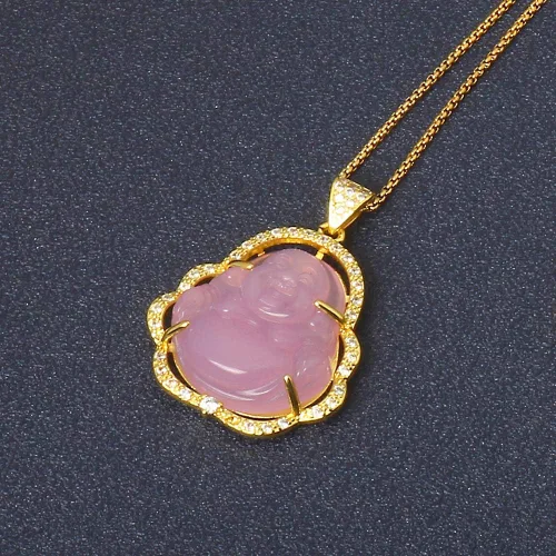 Miniatura 2 de Collar de llamativo de buena suerte, Dije de lujo de circonia cúbica con cadena chapada en oro de 18 quilates, Regalo de joyería refinada de collar