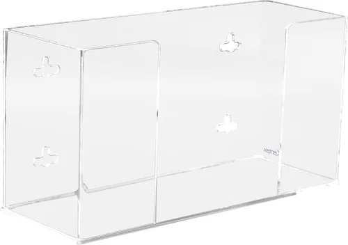 Miniatura 10 de Kantek Dispensador de guantes acrílicos, capacidad de triple caja, fácil intercambio de caja, 10.3 pulgadas de ancho x 3.8 pulgadas de profundidad x
