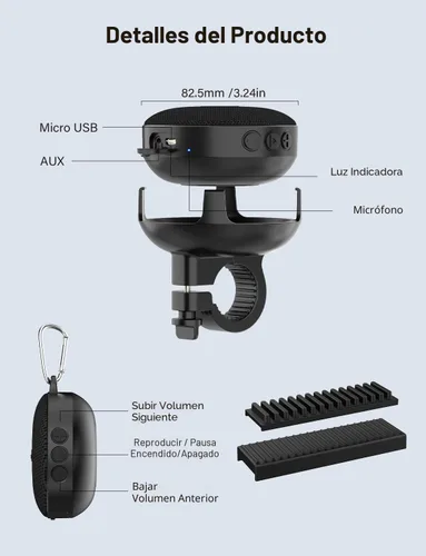 Miniatura 9 de Altavoz Bluetooth portátil Onforu para bicicleta, impermeable IP65, mini altavoces de ducha al aire libre para viajes, altavoz inalámbrico