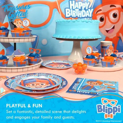 Miniatura 4 de Treasures Gifted Suministros de fiesta de cumpleaños con licencia oficial de Blippi, paquete de 48 servilletas, suministros para fiesta de Blippi
