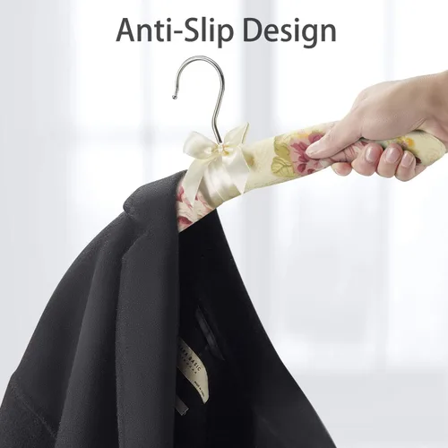 Miniatura 3 de Perchas acolchadas para suéteres, perchas acolchadas para abrigos, colgador de espuma, fundas de lona de satén antideslizantes para adultos, bodas