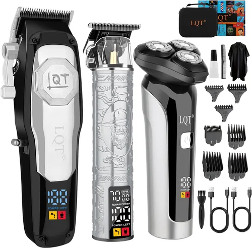 Miniatura 7 de Cortadora de pelo profesional para hombres, recargable, inalámbrica, recortadora de barba y afeitadora eléctrica, kit de corte de cabello