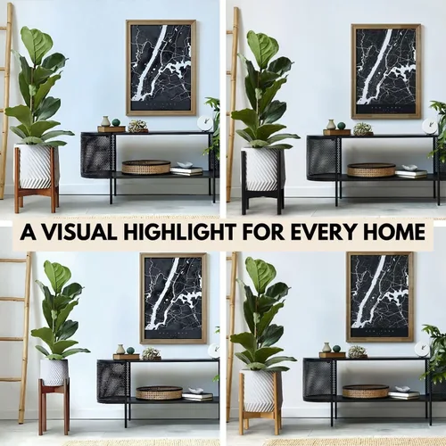 Miniatura 8 de Fox & Fern Soporte Grande Ajustable para Plantas de Interior — 11 a 15 Pulgadas, Soporte Premium de Bambú Estilo Moderno de Mediados del Siglo