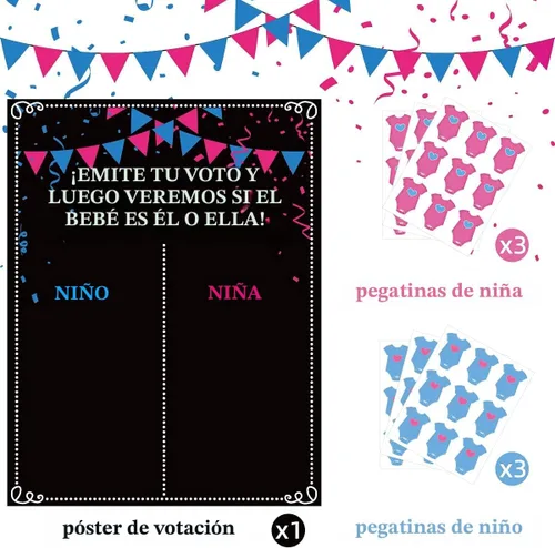 Miniatura 2 de MISS FANTASY Decoraciones de revelación de género – 54 juegos de revelación de género para votar ideas de revelación de género para niños o niñas
