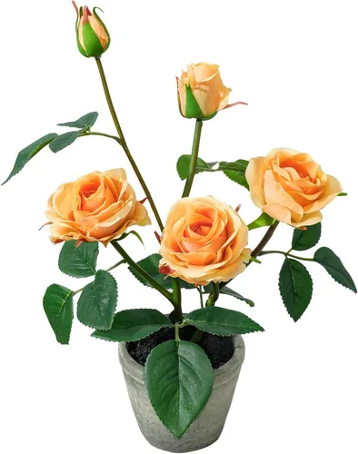 Miniatura 31 de Decoración de rosas artificiales en maceta, mini plantas de imitación para decoración de interiores, rosas falsas para el hogar, baño, cocina
